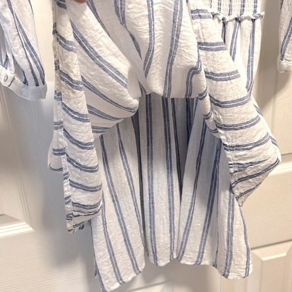 Rails Jasmine Linen-Blend Shirt Dress Blue Villa - Size Small - Picture 7 of 10